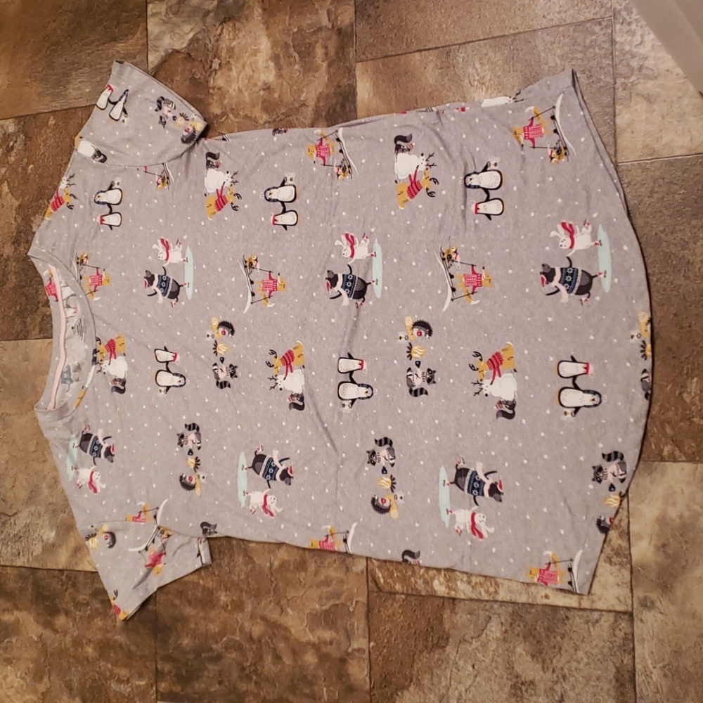 Secret Treasures S M short sleeve night shirt sleep nightgown winter animals